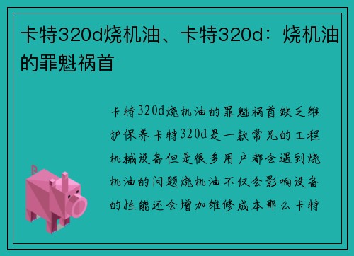 卡特320d烧机油、卡特320d：烧机油的罪魁祸首